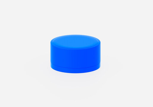 Threaded blue plastic cap for beverage packaging