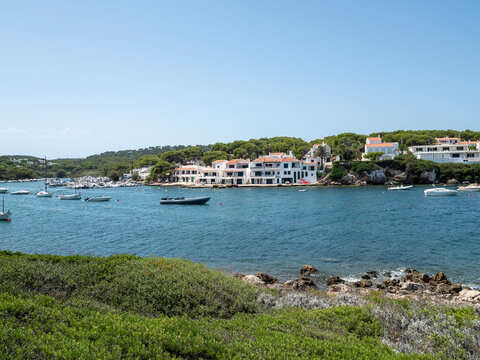Coastal village of Cala Na Macaret in Menorca Spain