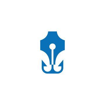 Pen hook fish logo vector