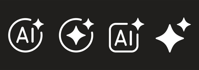 Artificial intelligence icon with sparkle shapes and blue gradient. Generative sparkling logo pack with minimal AI magic stars, isolated on transparent background, vector illustration  © top3