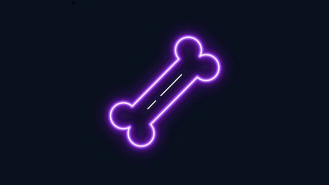 Purple neon dog bone sign animation loop