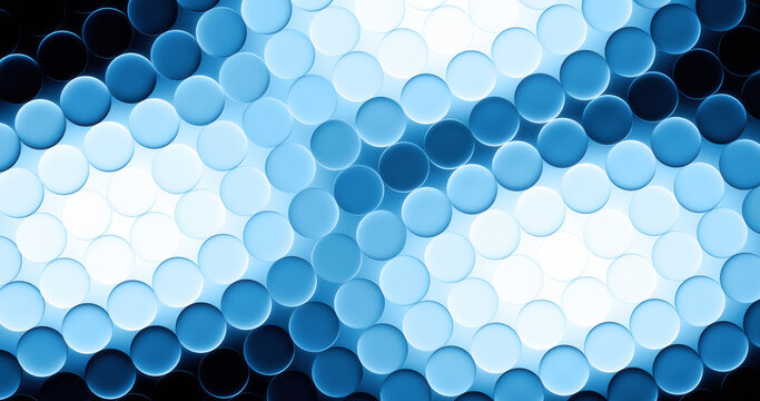 Glowing blue glass spheres form an abstract modern background pattern