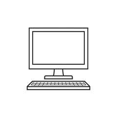 Fototapeta premium Minimalist Line Art Illustration of a Desktop Computer with Monitor and Keyboard on a White Background