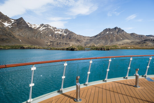scenic viewof Jason Harbour, South Georgia Islands  from expedition ship