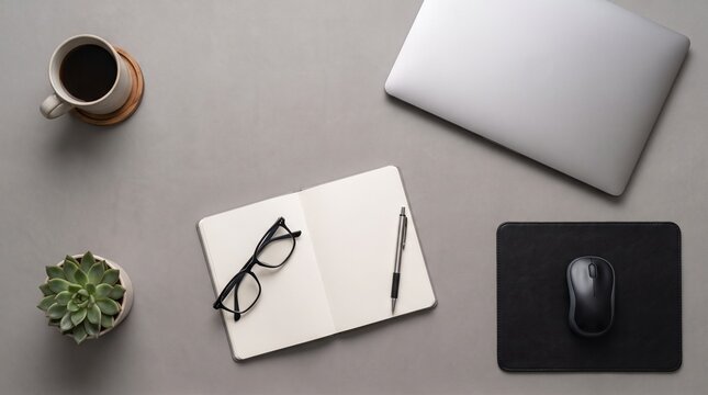 Fondo de escritorio de oficina moderno en gris neutro, estilo profesional, plano