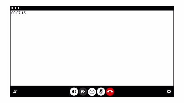 Video Call Overlay Background Effect, Video call screen display template on transparent background, video call chat conferencing animation , conference call recording time animation for Online meeting