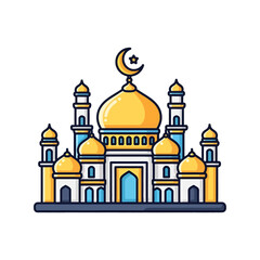 Fototapeta premium A colorful illustration of a traditional building with golden domes and tall towers