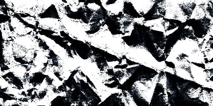 A close-up macro shot reveals the abstract textured surface of crumpled black and white paper, highlighting intricate folds and shadows in a monochrome aesthetic.