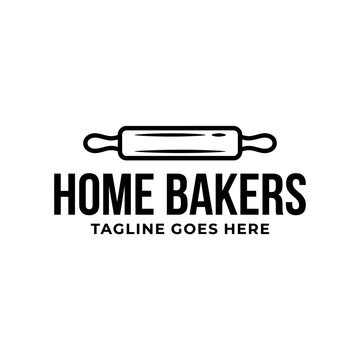 Kitchen utensil emblem for culinary and pastry shops.