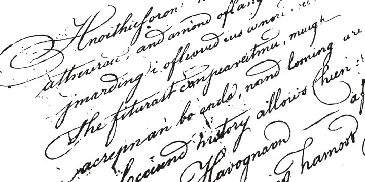 Close up of vintage cursive handwriting on old paper texture