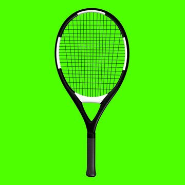 tennis racket, green background, 3d render