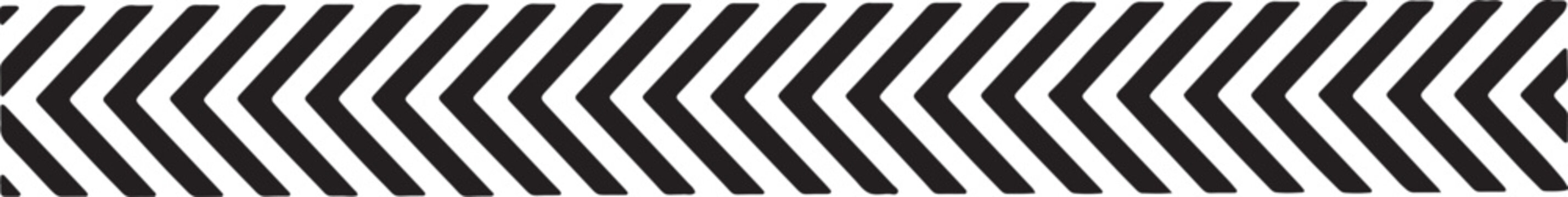 Chevron pattern border, black and white geometric v-shape stripes linear decorative element in outline style