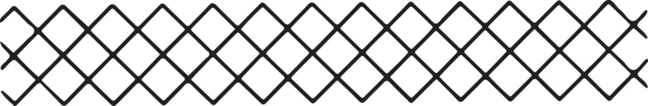 Continuous diamond pattern border, geometric line art divider for creative page formatting and repeating decorative and minimalist and abstract in out