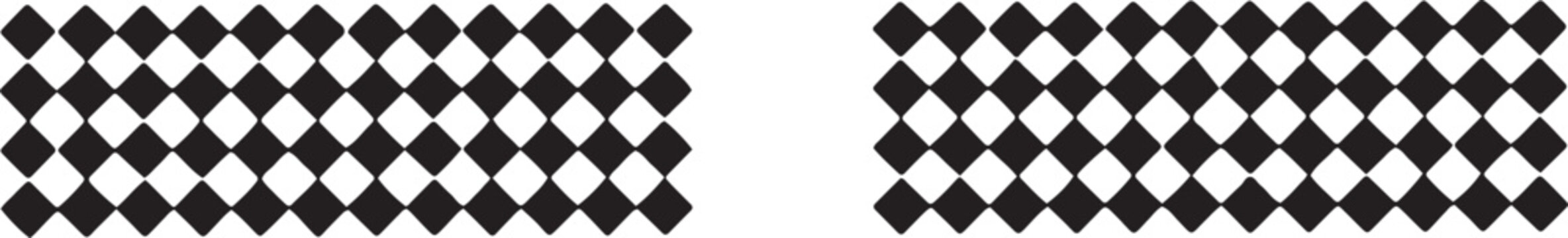 Geometric diamond pattern horizontal borders with repeating black rhombus shape elements and border