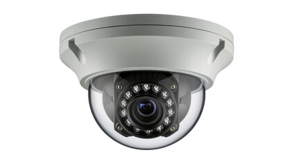 White dome security camera with infrared LEDs, isolated on transparent background © Maria