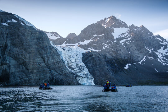 Natural scenery of the Gold Harbour Glacier Valley in the South Georgia Islands, UK