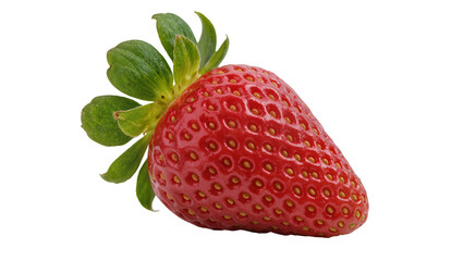 Ripe red strawberry with green leaves, isolated on transparent background © Maria