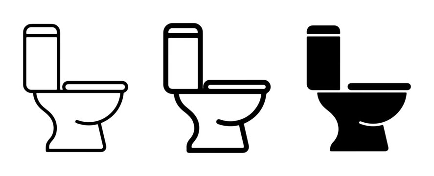 Toilet Icons Set, Bathroom Fixture Vector Graphics, Sanitary Ware Symbols, Plumbing Design Elements, Cleanliness and Hygiene Concepts