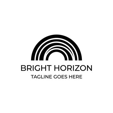 Clean sunrise icon using nested arcs to symbolize a bright horizon and hope.