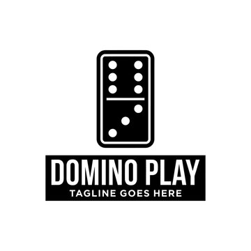 Bold black and white icon of a six-four domino piece, suitable for game apps, clubs, and strategy brands.
