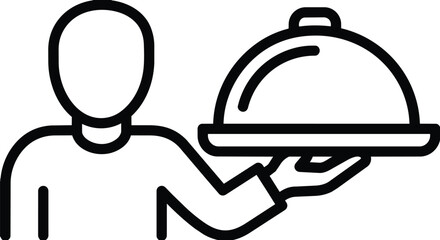 Waiter holding a food platter with cloche dome lid © PCX Biru