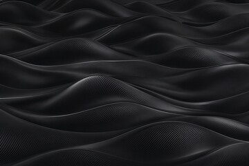 Fototapeta premium Black carbon fiber wavy background with dark metallic mesh texture