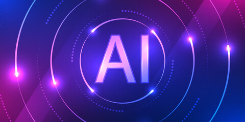 Naklejka premium Futuristic AI microchip on circuit background with artificial intelligence processor. Design for digital circuit futuristic cyber network and data.