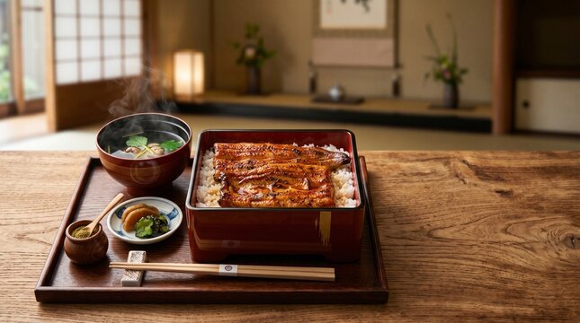 老舗料亭のうな重定食（お膳・お吸い物・お漬物付き）