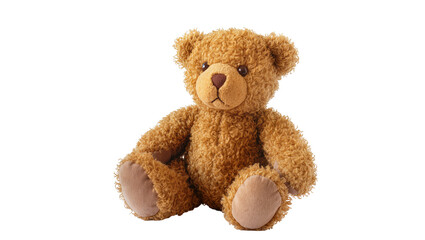 Fototapeta premium Fluffy brown teddy bear toy, isolated on transparent background