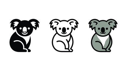 Three cute koala bears in different colors on white background  simple illustration © Mdsahijul