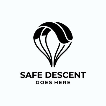 Sleek air sports logo depicting a canopy in descent, ideal for skydiving clubs.