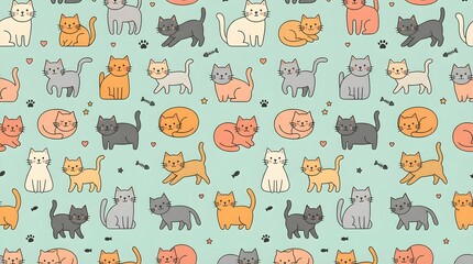 seamless pattern with cats