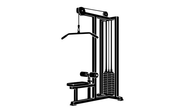 Lat Pulldown Gym Equipment Strength Training Workout Machine Vector