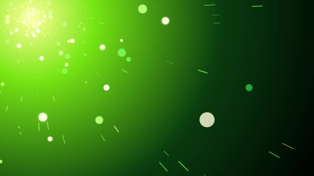 Green Energy Particle Flow. An abstract motion background featuring a glowing light source with scattering particles. Perfect for technology, science, and digital marketing projects.