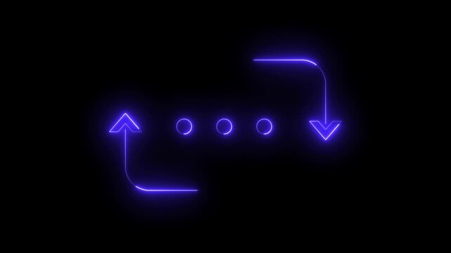 Abstract loading animation with glowing neon arrows and dots arrow refresh
