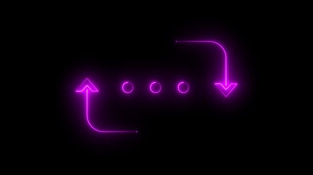 Glowing magenta refresh animation with progress dots on black background