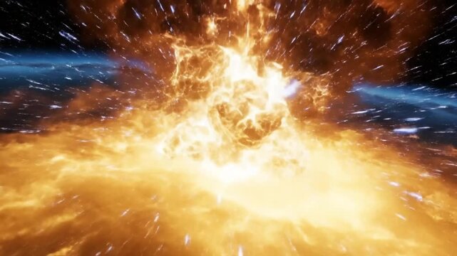 Asteroid exploding in outer space