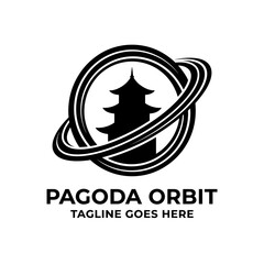 Unique logo combining an ancient eastern tower structure with celestial planetary rings. © Dreamz