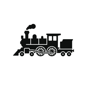Classic steam locomotive detailed silhouette with smoke emission