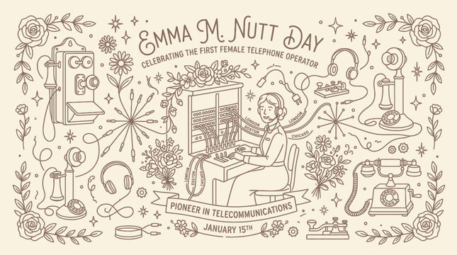 Emma M. Nutt Day: Celebrating the First Female Telephone Operator and Pioneer in Telecommunications.