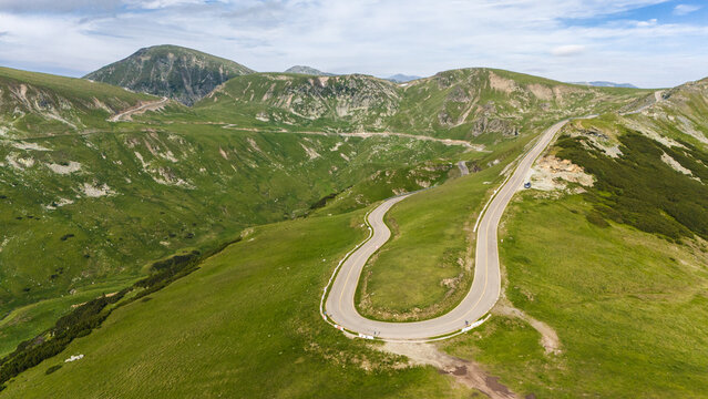 Summer Drone Landscape of Transalpina Mountain Pass