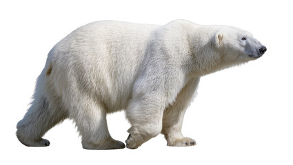 Majestic polar bear with thick white fur walking, isolated on transparent background © Ruslan