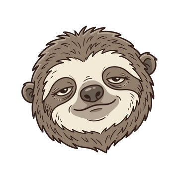 Cartoon face of a slow mammal with a relaxed expression