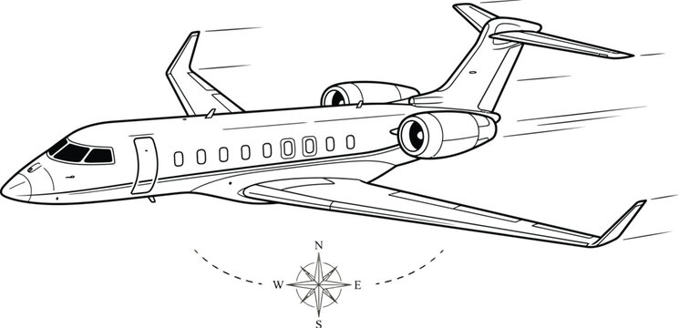 vector illustration of a private jet