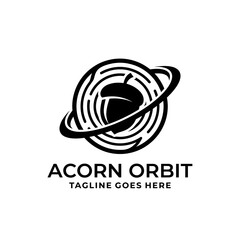 Concept logo of an acorn with planetary rings for growth. © Fusion