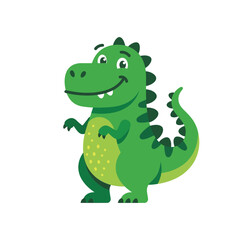 Happy green cartoon dinosaur with yellow spotted belly © Lita