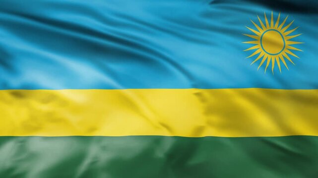 Waving flag of rwanda in wind showing national pride and bright colors.