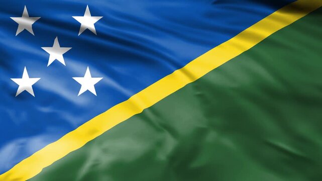 Solomon Islands flag waving with realistic fabric detail and smooth motion.