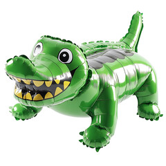Fototapeta premium Green alligator balloon fun inflatable toy for parties and celebrations isolated on white background