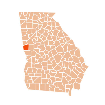 Troup County Highlighted on Georgia State Vector Map
